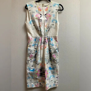 Preen by Thornton Bergazzi Designer multicoloured pattern Dress Sz M